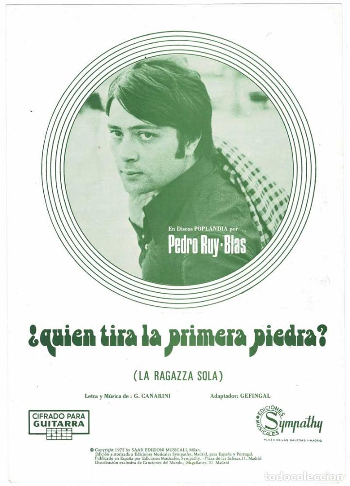 Cat&aacute;logos de M&uacute;sica: Cancionero &iquest;Qui&eacute;n tira la primera piedra? de Pedro Ruy-Blas con cifrado para guitarra