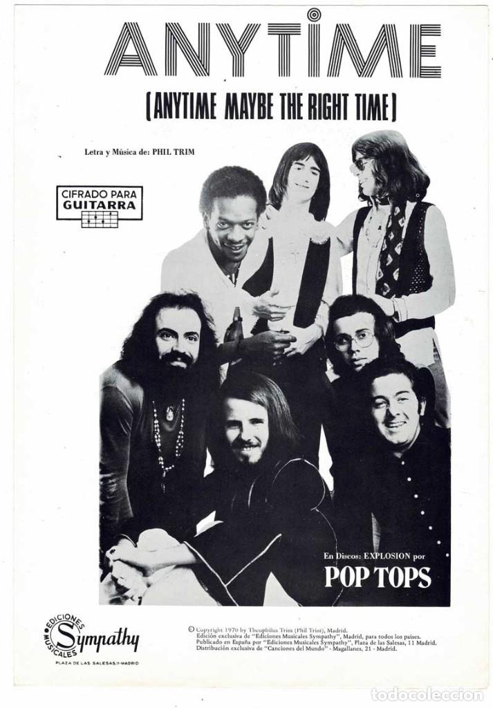 Cat&aacute;logos de M&uacute;sica: Cancionero Anytime de Pop Tops con cifrado para guitarra