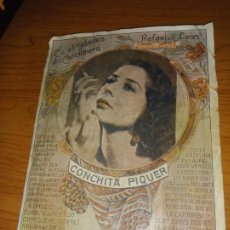 Catálogos de Música: CELEBRIDADES DEL CANCIONERO COLECCION CONCHITA PIQUER Nº1 1943 EDITORIAL ALAS