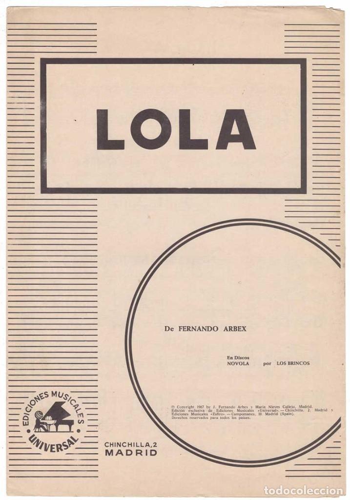 Cat&aacute;logos de M&uacute;sica: Cancionero Lola por Los Brincos