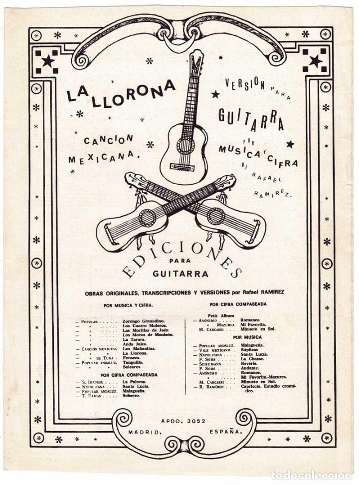 Cat&aacute;logos de M&uacute;sica: Cancionero La Llorona. Canci&oacute;n Mexicana. Versi&oacute;n para guitarra