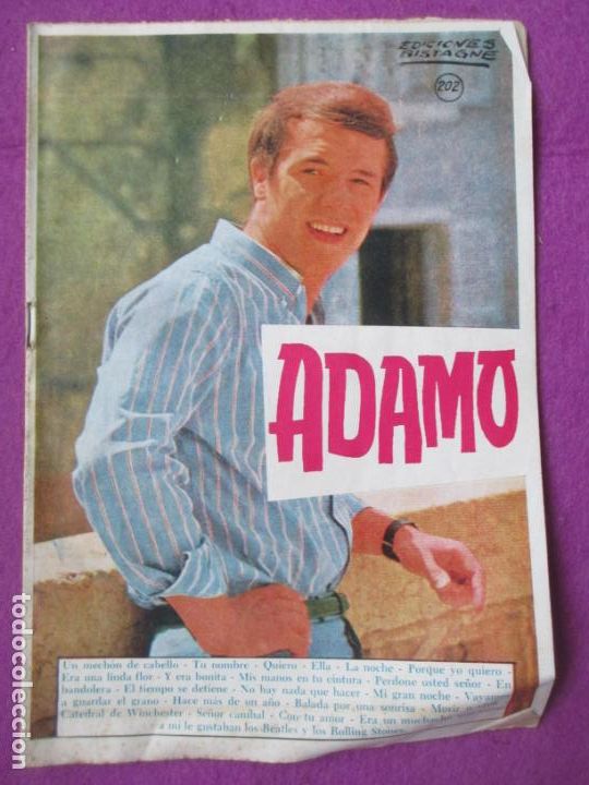 Cat&aacute;logos de M&uacute;sica: REVISTA CANCIONERO ADAMO N&ordm; 202 ED. BISTAGNE 1967