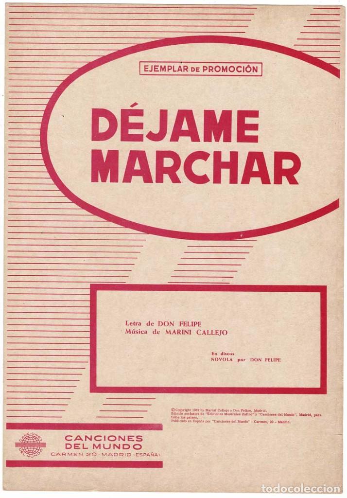 Cat&aacute;logos de M&uacute;sica: Cancionero D&eacute;jame marchar por Don Felipe