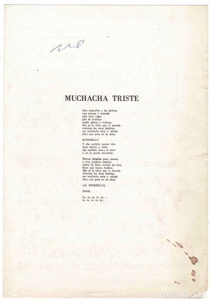 Cat&aacute;logos de M&uacute;sica: Cancionero Partituras Muchacha Triste por Danny Daniel