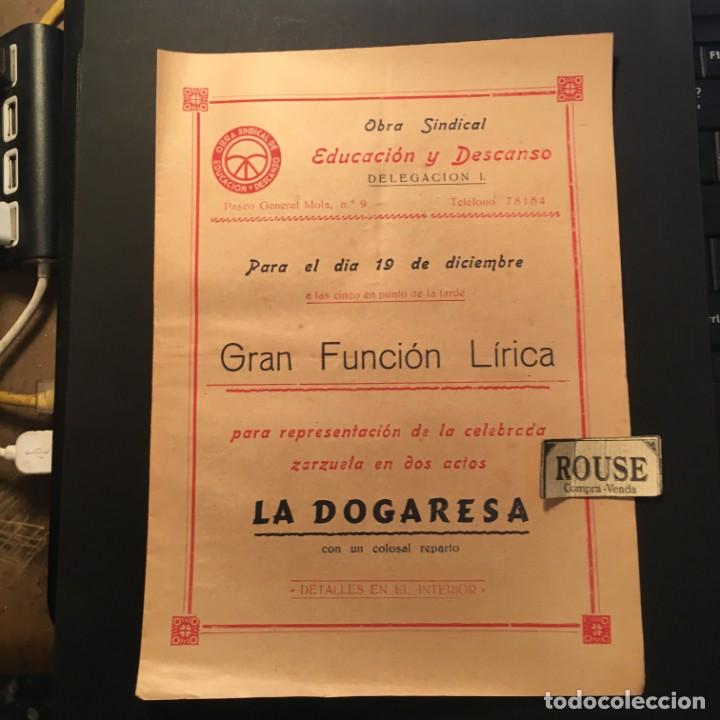 Catalogues de Musique: BARCELONA - ANTIGUO PROGRAMA DE TEATRO - ZARZUELA - LA DOGARESA 19 DICIEMBRE 1944
