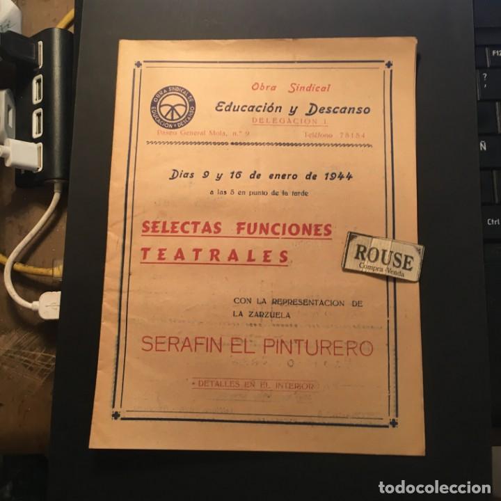 Catalogues de Musique: BARCELONA - ANTIGUO PROGRAMA DE TEATRO - 9 Y 16 ENERO 1944, DO&Ntilde;A HORMIGA, SERAFIN EL PINTURERO