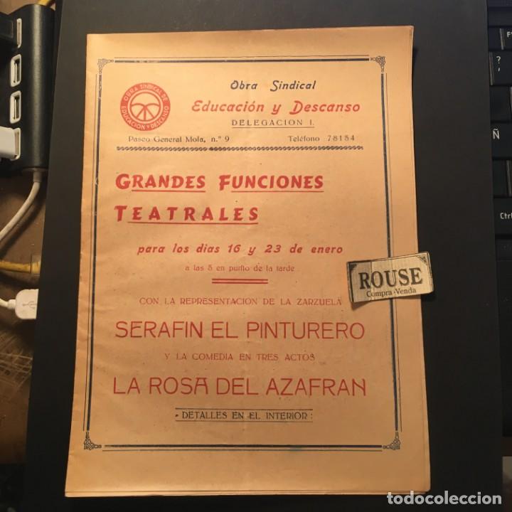 Catalogues de Musique: BARCELONA - ANTIGUO PROGRAMA DE TEATRO - 16 Y 23 ENERO 1944, SERAFIN EL PINTURERO