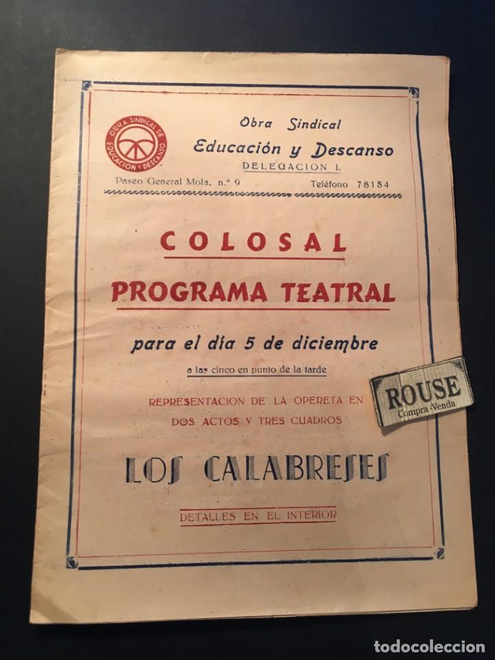 Catalogues de Musique: BARCELONA - TEATRO - PROGRAMA - 5 Y 8 DICIEMBRE 1943 - LOS CALABRESES - CRISTINA GUZMAN -