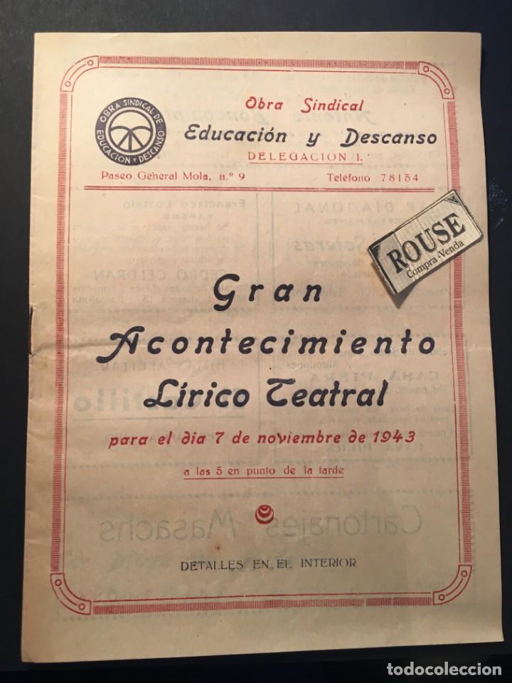 Catalogues de Musique: TEATRO - BARCELONA - ANTIGUO PROGRAMA 31 OCTUBRE - 7 NOVIEMBRE YO QUIERO - LA DEL SOTO DEL PARRAL