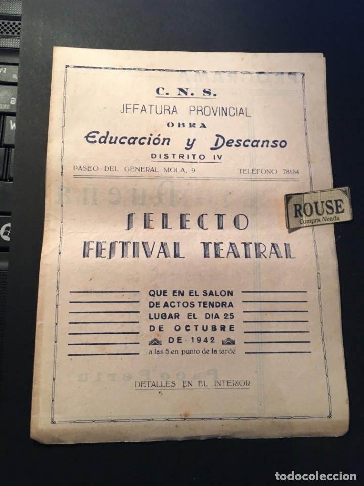 Catalogues de Musique: TEATRO C.N.S. JEFATURA PROVINCIAL - BARCELONA - ANTIGUO PROGRAMA 1942 - 25 OCTUBRE - DUE&Ntilde;A Y SE&Ntilde;ORA