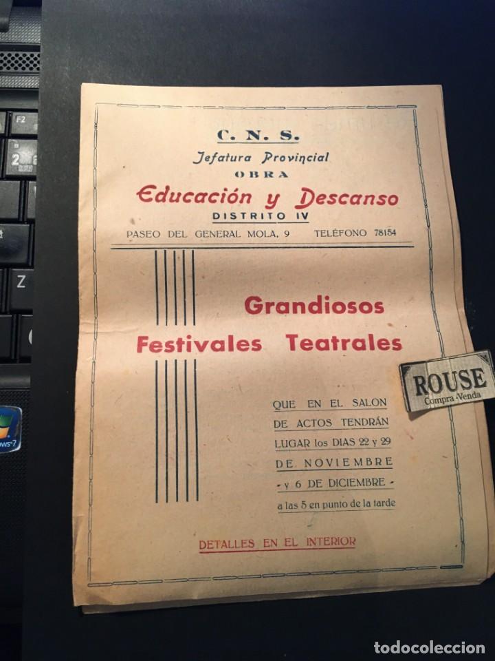 Catalogues de Musique: TEATRO C.N.S. JEFATURA PROVINCIAL - BARCELONA - ANTIGUO PROGRAMA 1942 - 22 Y 29 NOVIEMBRE ''LA ENEM