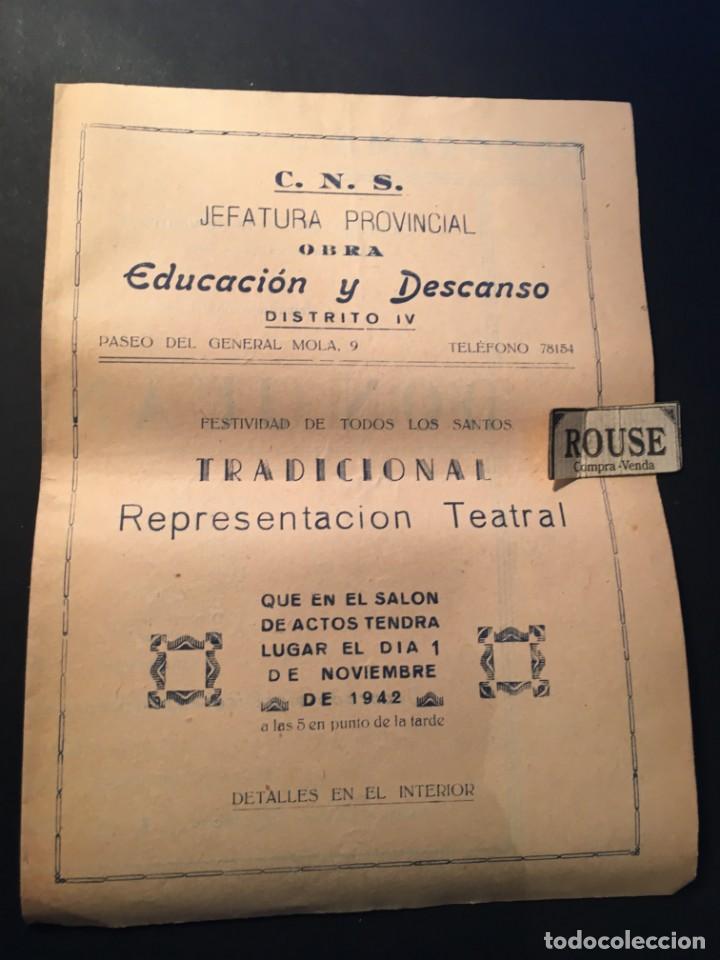 Catalogues de Musique: TEATRO C.N.S. JEFATURA PROVINCIAL - BARCELONA - ANTIGUO PROGRAMA 1942 - 1NOVIEMBRE