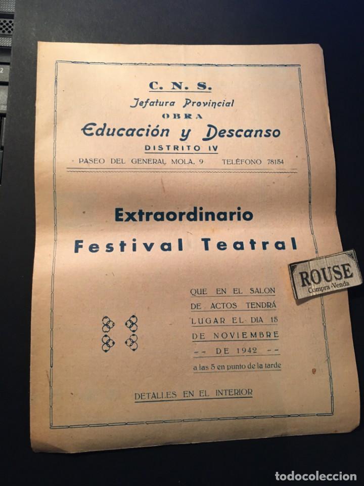 Cat&aacute;logos de M&uacute;sica: TEATRO C.N.S. JEFATURA PROVINCIAL - BARCELONA - ANTIGUO PROGRAMA 1942 - 15 NOVIEMBRE