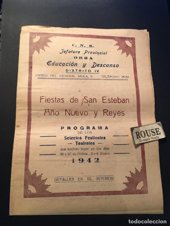 Catalogues de Musique: TEATRO C.N.S. JEFATURA PROVINCIAL - BARCELONA - ANTIGUO PROGRAMA 1942 - 26, 27 DICIEMBRE 3,6 ENERO