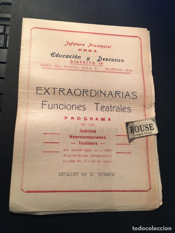 Catalogues de Musique: TEATRO C.N.S. JEFATURA PROVINCIAL - BARCELONA - ANTIGUO PROGRAMA 1943 - 10,17 Y 24 ENERO