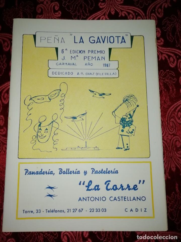 Catalogues de Musique: Carnaval de C&aacute;diz libreto premio j. M. Peman dedicado a fletilla 1987