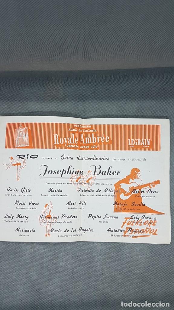 Cat&aacute;logos de m&uacute;sica: JOSEPHINE BAKER - PROGRAMA DESPEDIDA CABARET RIO - A26 - Foto 2