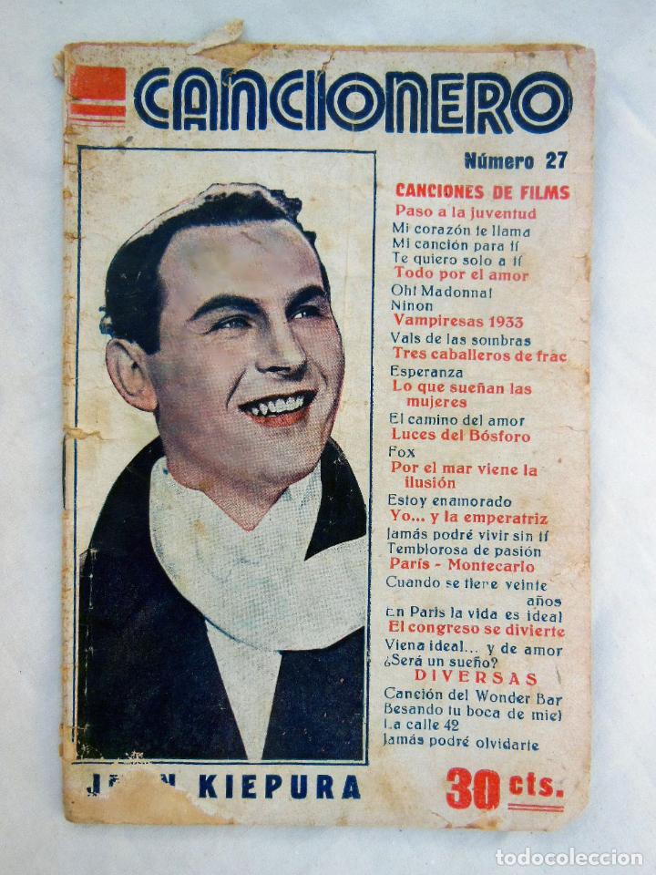 Catalogues de Musique: CANCIONERO N&uacute;m 27 : JEAN KIEPURA (Canciones de Films) editorial Alas