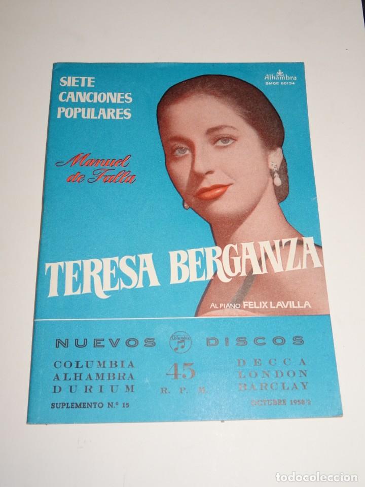 Catalogues de Musique: CATALOGO DISCOS - NUEVOS DISCOS OCTUBRE 1958 MANUEL DE FALLA , TERESA BERGANZA