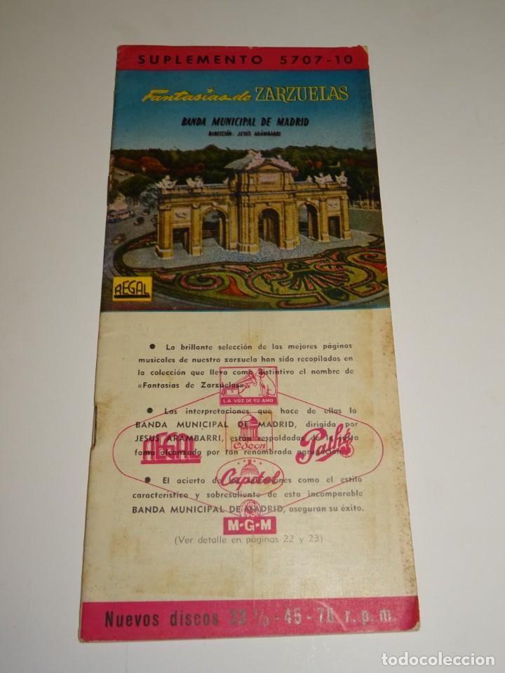 Catalogues de Musique: CATALOGO DISCOS - SUPLEMENTO 5707-10 FANTASIAS DE ZARZUELAS BANDA MUNICIPAL DE MADRID
