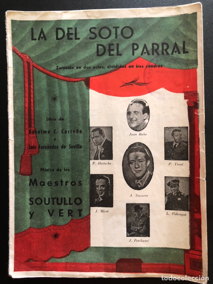 Catalogues de Musique: Cancionero la Del Soto del parral.soutullo y vert.marcos redondo Pedro terol