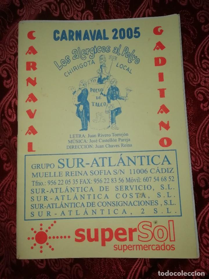 Cat&aacute;logos de M&uacute;sica: Carnaval de C&aacute;diz libreto chirigota los al&eacute;rgicos al polvo 2005
