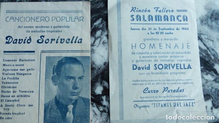 Cat&aacute;logos de M&uacute;sica: ANTIGUO CANCIONERO 1944, DAVID SORIVELLA. OBSEQUIO RINCON FALLERO SALAMANCA.VALENCIA,MAS