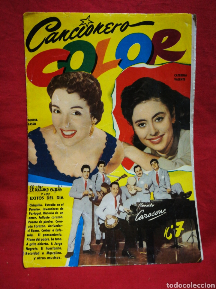 Catalogues de Musique: CANCIONERO COLOR- GLORIA LASSO, CATERINA VALENTE, RENATO CAROSONE. 1958.