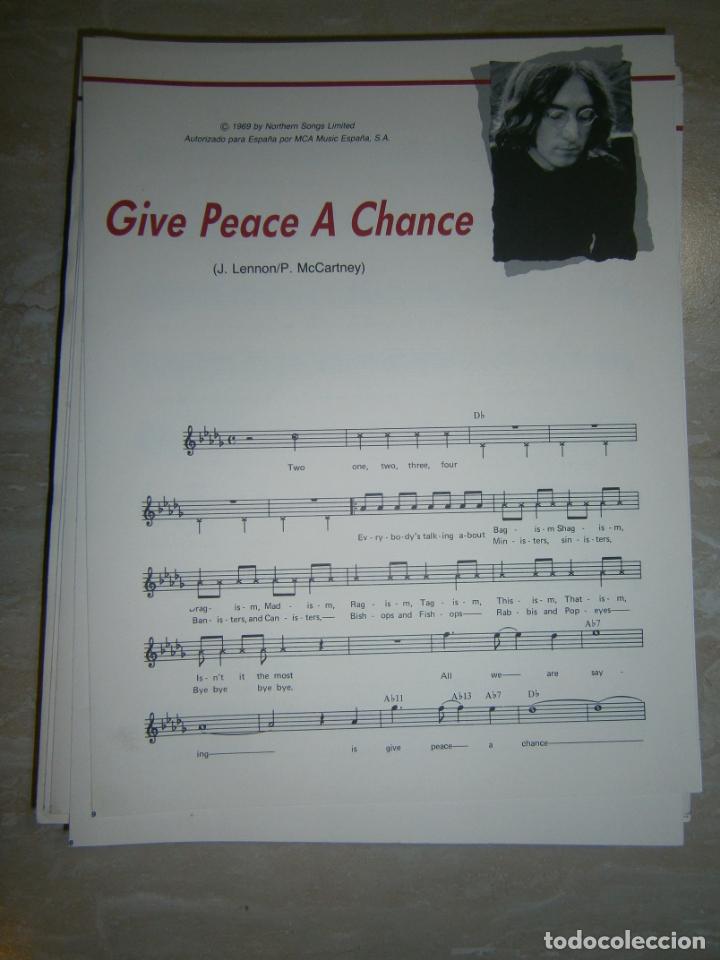 Catalogues de Musique: ANTIGUA PARTITURA MUSICAL Y LETRA DE CANCION (INGLES-ESPA&Ntilde;OL) - GIVE PEACE A CHANCE
