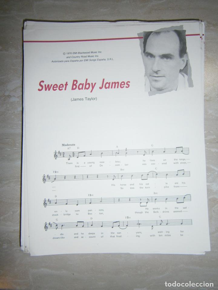 Catalogues de Musique: ANTIGUA PARTITURA MUSICAL Y LETRA DE CANCION (INGLES-ESPA&Ntilde;OL) - SWEET BABY JAMES