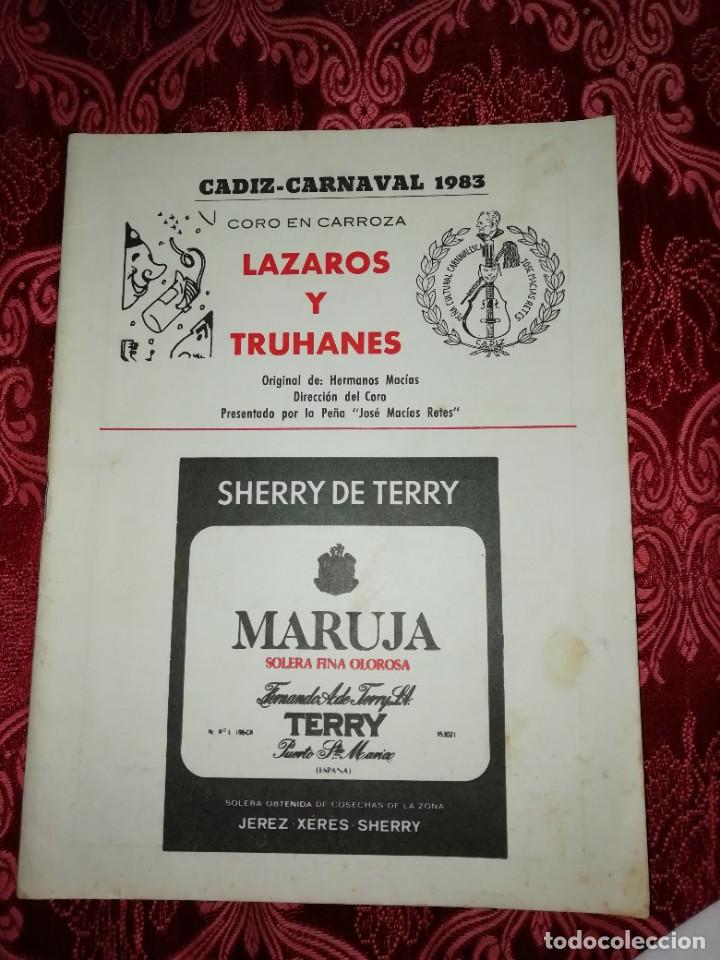 Catalogues de Musique: Carnaval de C&aacute;diz libreto coro lazaros y truhanes 1983