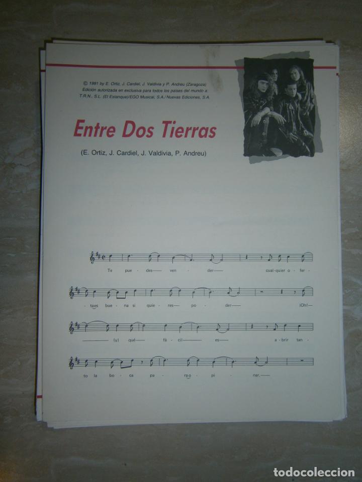 Catalogues de Musique: ANTIGUA PARTITURA MUSICAL Y LETRA DE CANCION (INGLES-ESPA&Ntilde;OL) - ENTRE DOS TIERRAS