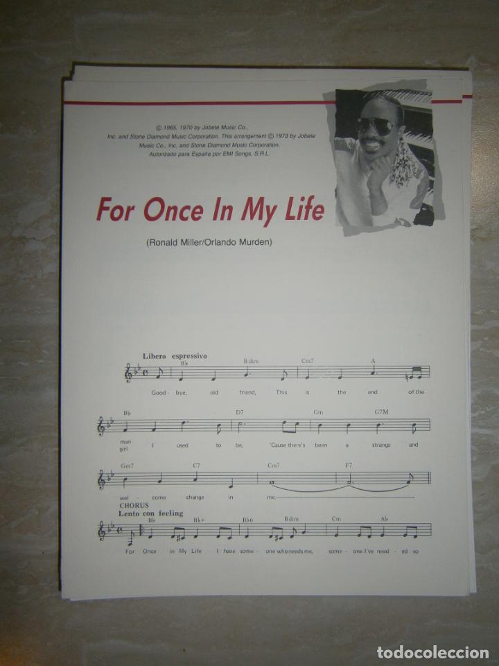 Catalogues de Musique: ANTIGUA PARTITURA MUSICAL Y LETRA DE CANCION (INGLES-ESPA&Ntilde;OL) - FOR ONCE IN MY LIFE