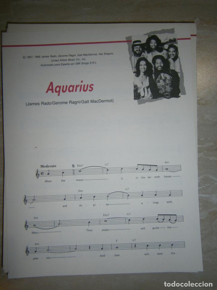 Catalogues de Musique: ANTIGUA PARTITURA MUSICAL Y LETRA DE CANCION (INGLES-ESPA&Ntilde;OL) - AQUARIUS