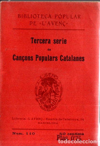 Cat&aacute;logos de M&uacute;sica: TERCERA SERIE DE CAN&Ccedil;ONS POPULARS CATALANES (L'AVEN&Ccedil;, 1910) INTONSO