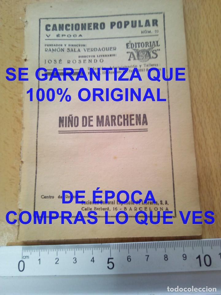 Catalogues de Musique: NI&Ntilde;O DE MARCHENA CANCIONERO ALAS 22 U32
