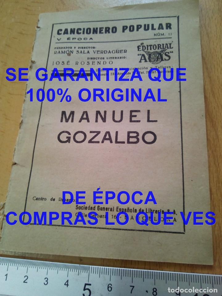 Cat&aacute;logos de M&uacute;sica: MANUEL GOZALBO CANCIONERO POPULAR ALAS 13 U32