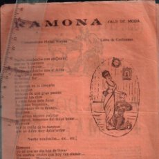 Catálogos de Música: 1928/35 CA. CANCIONERO PLIEGO CORDEL 6 CANCIONES ”RAMONA” ”PLEGARIA” ”A LAS DOS DE LA MAÑANA” ETC.