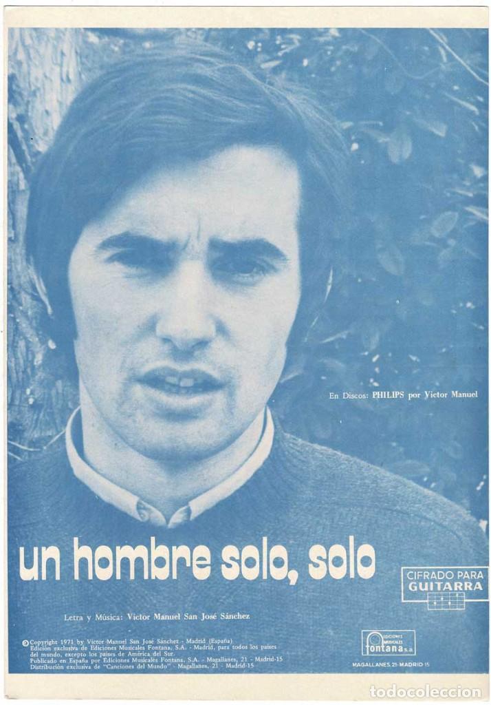 Cat&aacute;logos de M&uacute;sica: Cancionero Un hombre solo, solo de V&iacute;ctor Manuel con cifrado para guitarra