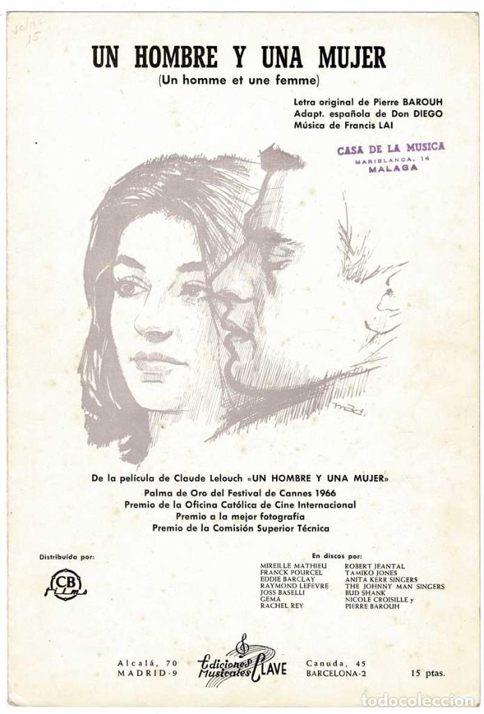 Catalogues de Musique: Cancionero Un Hombre y Una Mujer de Francis Lai