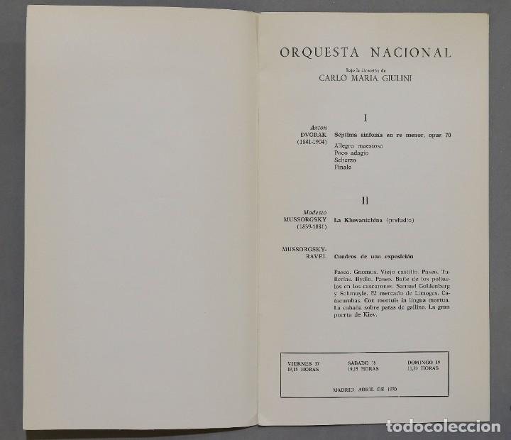 Catalogues de Musique: PROGRAMA. ORQUESTA NACIONAL DE ESPA&Ntilde;A. 1970. DVORAK. RAVEL. GIULINI