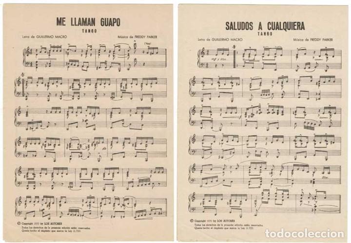 Cat&aacute;logos de M&uacute;sica: Cancionero Partitura Me llaman guapo (Tango). Saludos a cualquiera de Guillermo Macro, Freddy Parker
