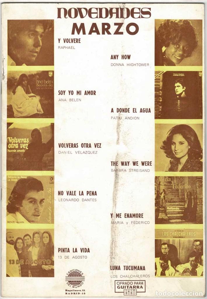 Cat&aacute;logos de M&uacute;sica: Cancioneros Novedades Marzo 1974 con cifrado para guitarra. Donna Hightower, Barbra Streisand...