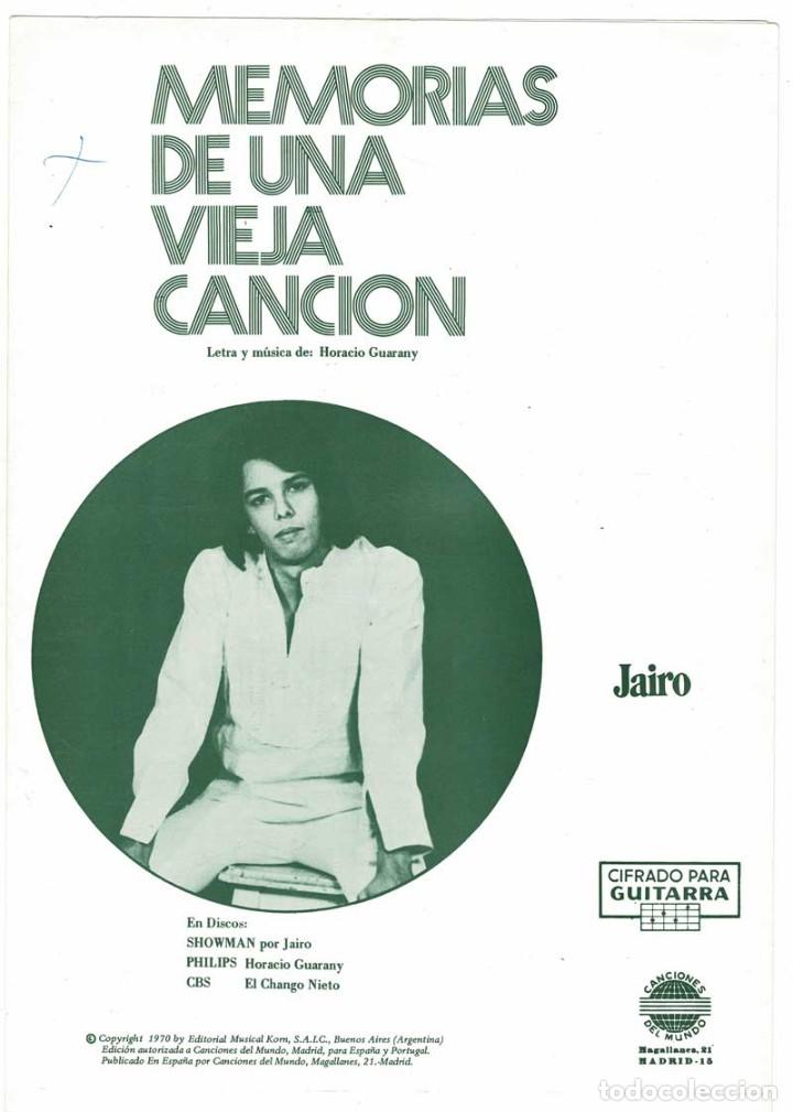 Cataloghi di Musica: Cancionero Memorias de una vieja canci&oacute;n de Jairo con cifrado para guitarra