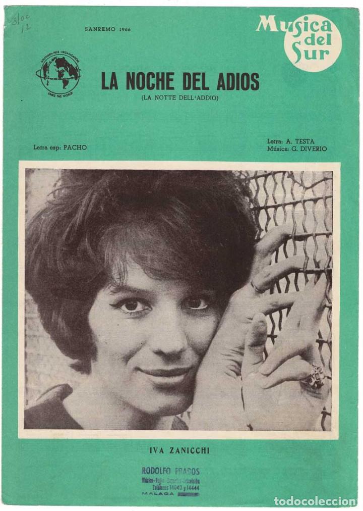 Cat&aacute;logos de M&uacute;sica: Cancionero La Noche del Adi&oacute;s (La Notte dell'Addio) de Iva Zanicchi