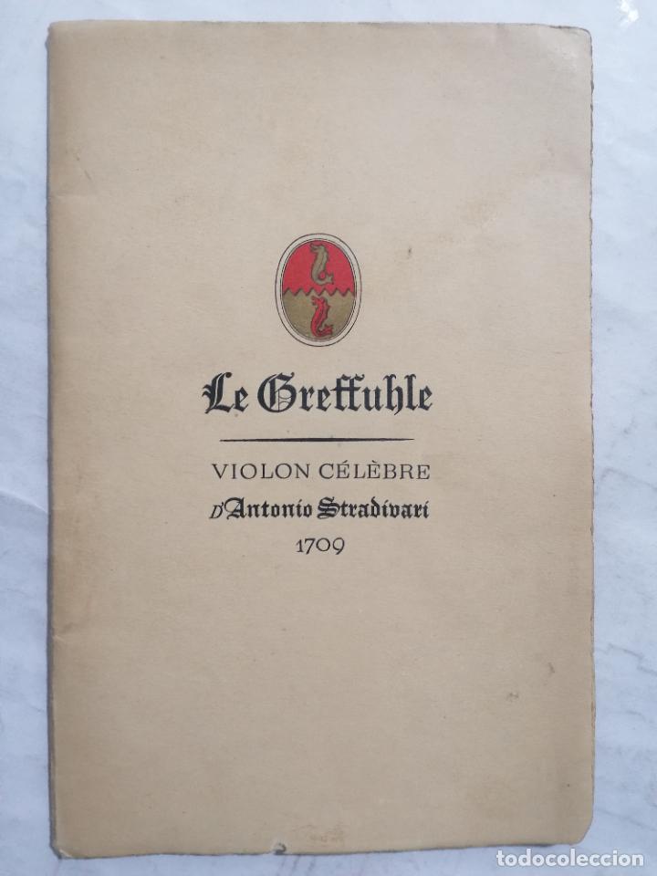 Cat&aacute;logos de M&uacute;sica: CATALOGO LE GREFFUHLE, VIOLON CELEBRE, D. ANTONIO STRADIVARI-1709, ESCRITO EN FRANCES, 18 PAGINAS