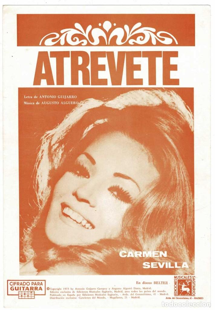 Catalogues de Musique: Cancionero Atr&eacute;vete de Carmen Sevilla con cifrado para guitarra