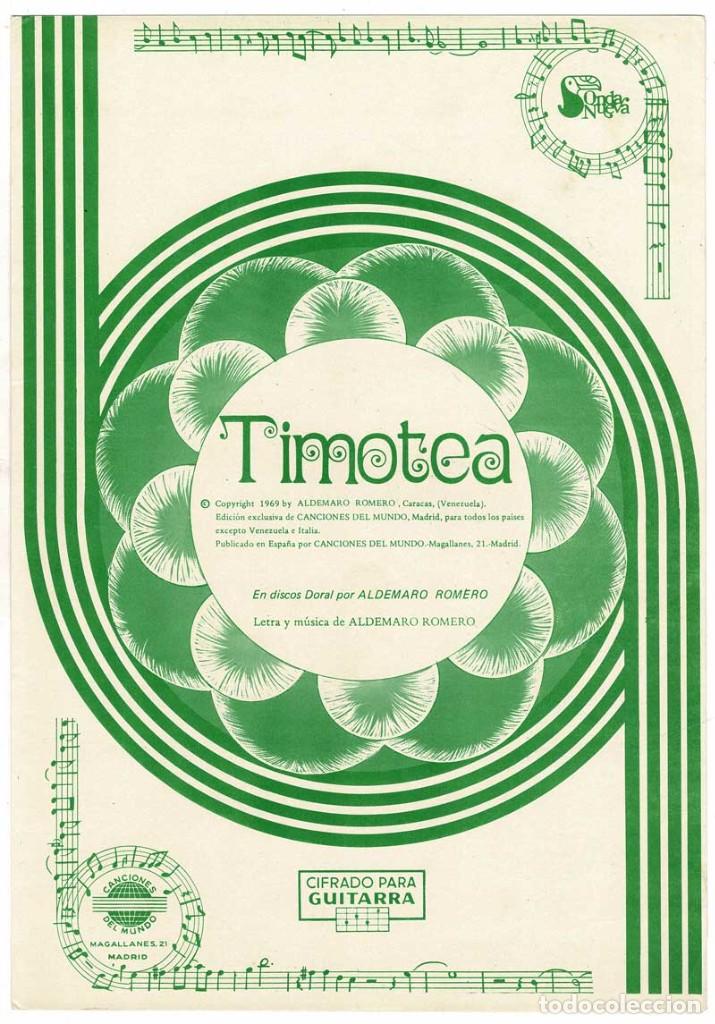 Catalogues de Musique: Cancionero Timotea de Aldemaro Romero con cifrado para guitarra