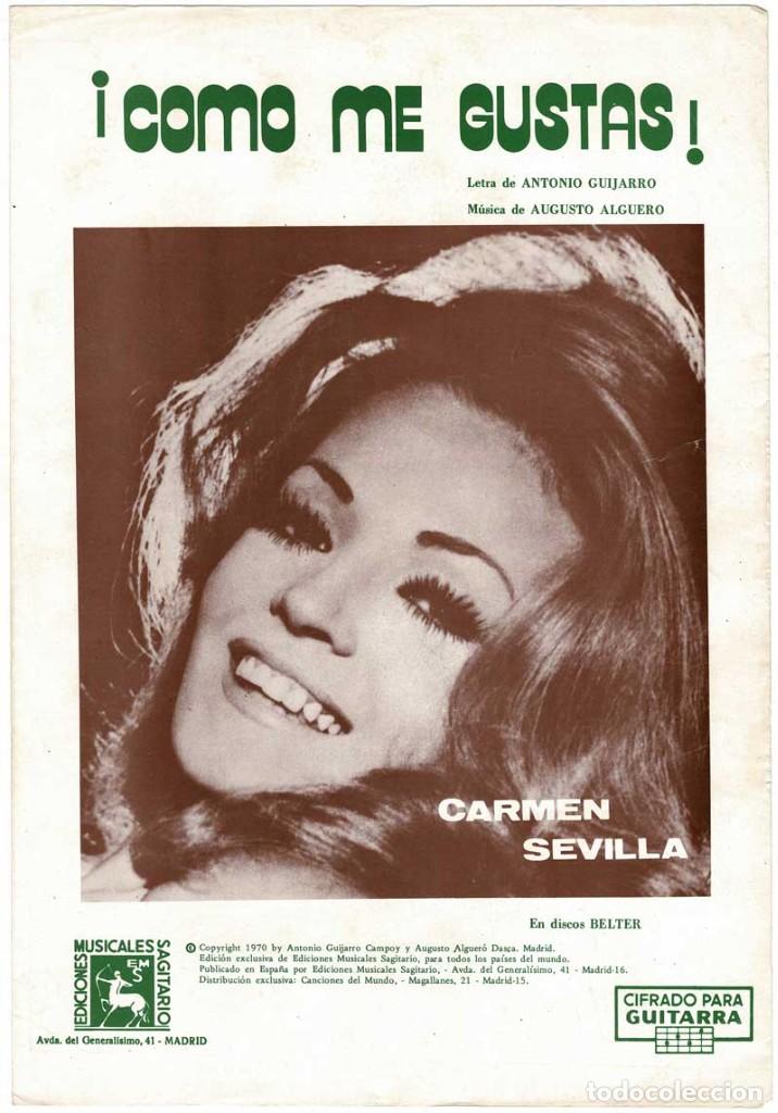 Catalogues de Musique: Cancionero C&oacute;mo me gustas de Carmen Sevilla con cifrado para guitarra