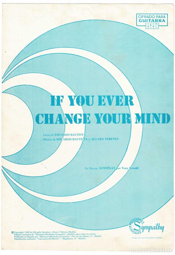 Catalogues de Musique: Cancionero If you ever change your mind de Eduardo Bautista y Alvaro Yebenes cifrado para guitarra